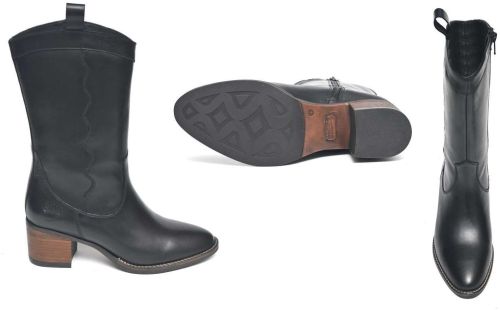 Black Leather Western Style Chelsea Boot