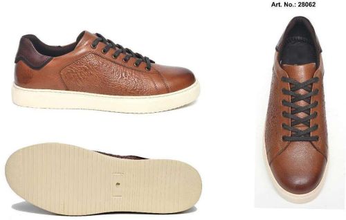 Brown Texture Leather Casual Sneaker Shoes