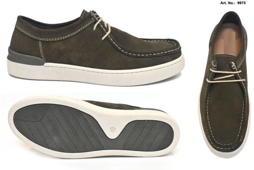 Green Men Lace Up Suede Derby Casual Shoes
