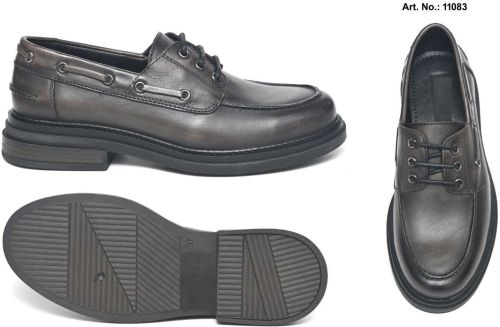 Ladies Black Leather Boat Shoe