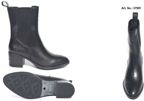 Ladies Solid Black Leather High Ankle Chelsea Boot