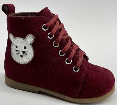 Maroon Lace Up High Top Boots