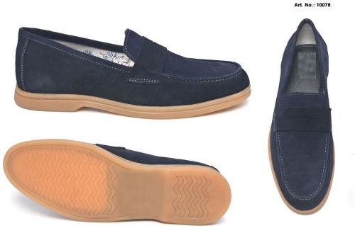 Navy Blue Real Leather Suede Comfort Slip On Casual Shoes