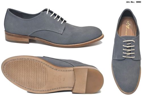 Teal Blue Suede Derby Shoes