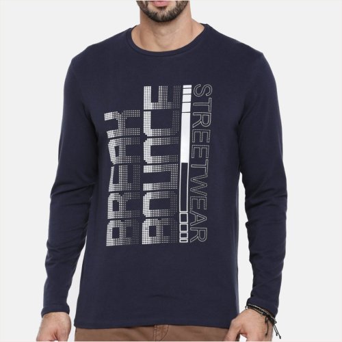 Mens Bio Wash Printed Full Sleeves T Shirt