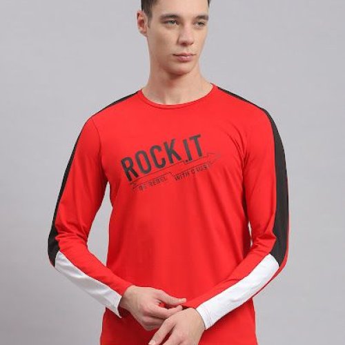 Mens Printed Round Neck Full Sleeves T Shirt