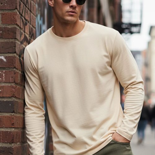 Mens Pure Cotton Round Neck Full Sleeves T Shirt