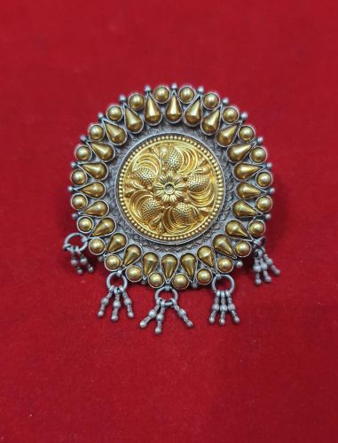 Round Designer 925 Silver Gold Plated Ladies Ring