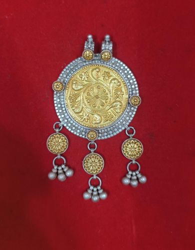 Stylish Round Gold Plated 925 Silver Pendant
