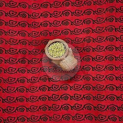 Black and Red Bagh Print Cotton Suit Material