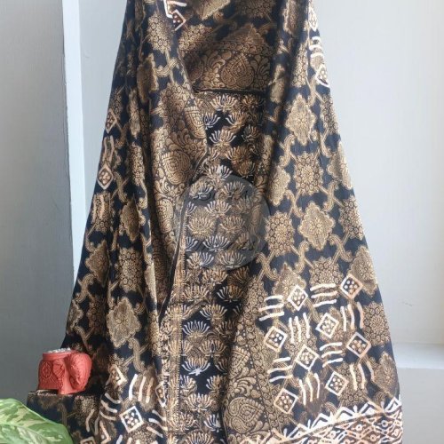 Black and White Kalamkari Block Print Cotton Suit Material