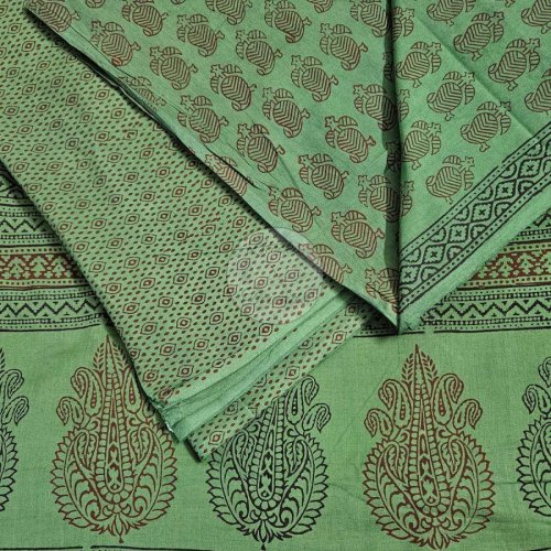 Green and Maroon Bagh Print Cotton Suit Material