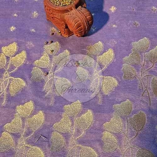 Mauve and Gold Zari Chanderi Suit Material