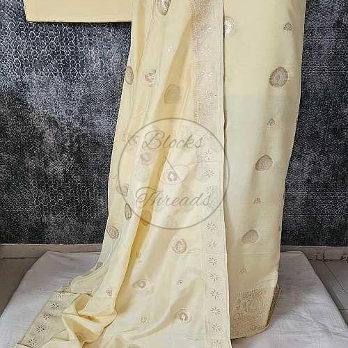 Yellow Shimmer Soft Silk Banarsi Suit Material