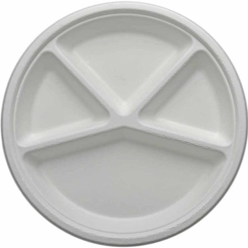 11 Inch Round 4CP Sugarcane Bagasse Biodegradable Disposable Plate