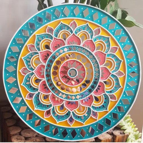 Rajasthani Lippan Tribal Mirror Wall Art
