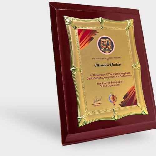 Luxury Golden Anniversary Recognition Plaque