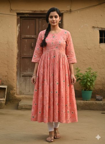Ladies Floral Printed Rayon Kurti