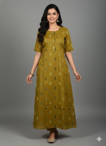 Women Anarkali Printed Rayon Kurti