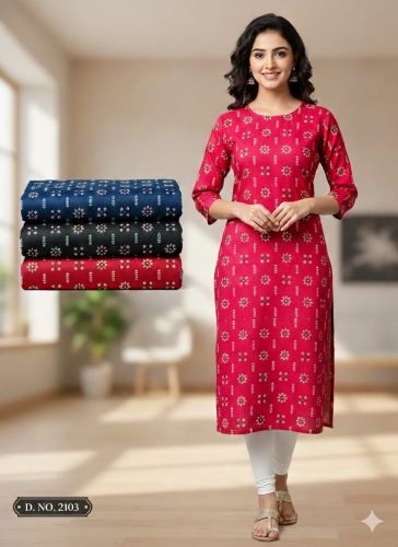 Women Casual Wear Printed Rayon Kurti