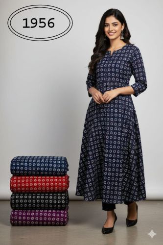 Women Indo Western Printed Rayon Kurti