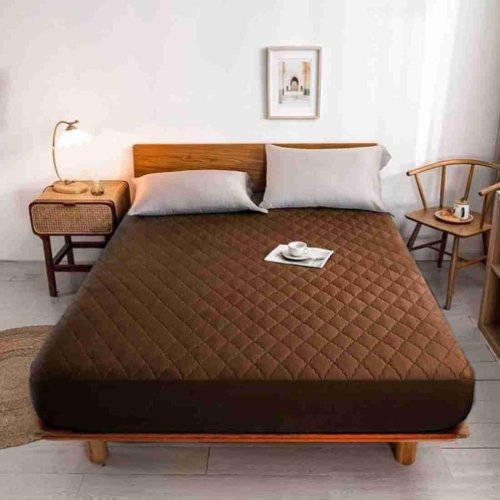 Brown Terry Cotton Fitted Mattress Protector