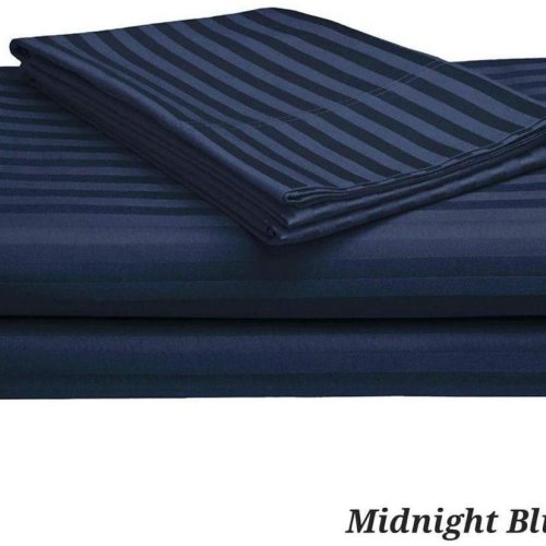 Midnight Blue Striped Bedsheet