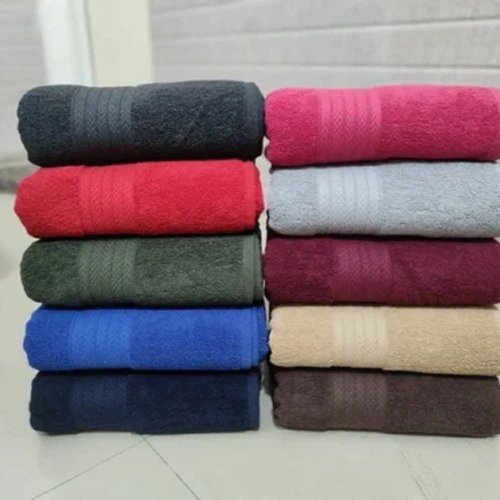 Multicolor Plain Cotton Bath Towel
