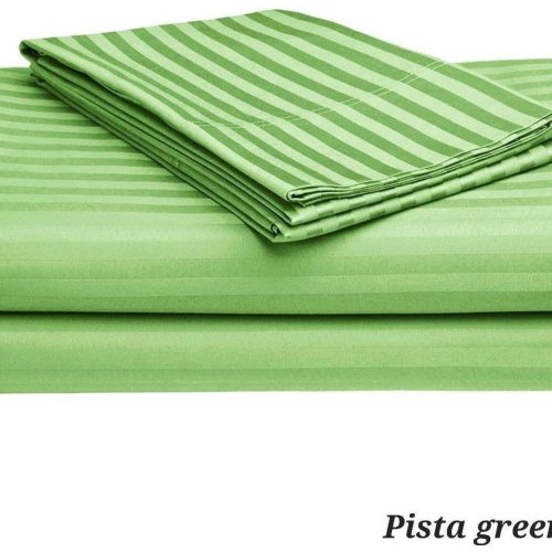 Pista Green Striped Bedsheet