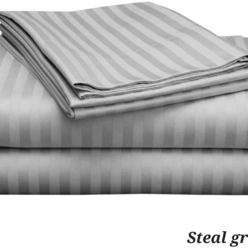 Steel Grey Striped Bedsheet