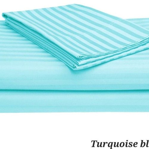 Turquise Blue Striped Bedsheet