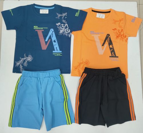 Boys Cotton Alphabet Print T-Shirt Shorts Set