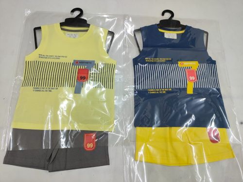 Boys Cotton Printed Sleeveless T-Shirt Shorts Set