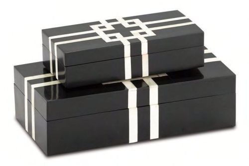 Black White Bone Inlay Resin Storage Box Set