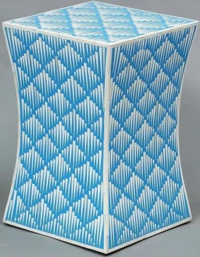 Blue Square Bone Inlay Side Stool