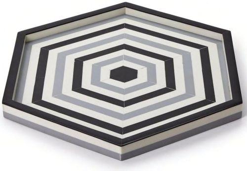 Handcrafted Black and White Hexagon Tray