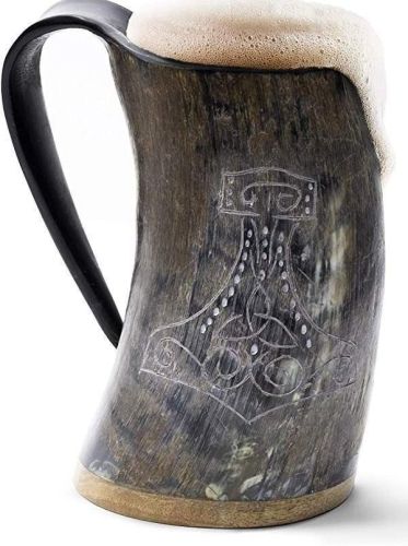 Handmade Thor Hammer Viking Drinking Horn Mug 700ML