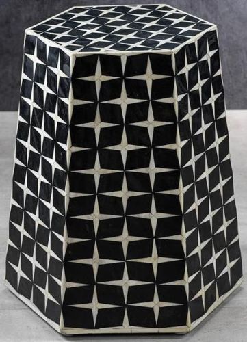 Hexagonal Bone Inlay Side Stool