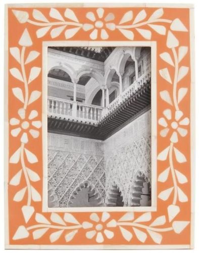 Orange Floral Decorative Photo Frame