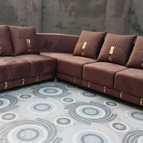 L Shape Living Room Wooden Sofa Set