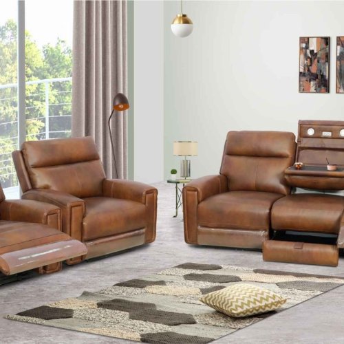 Recliner Leather Sofa Set