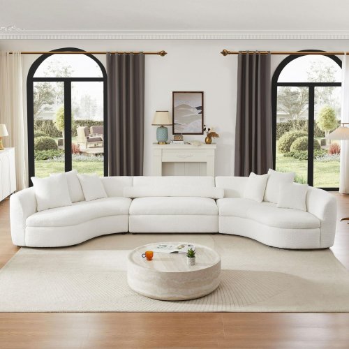 White Designer Fabric Sofa Set