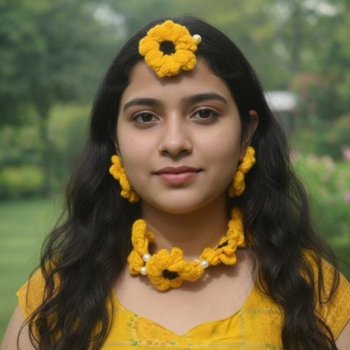 Handmade Crochet Haldi Jewellery Set