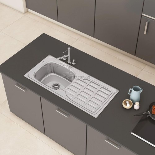 Stainless Steel Single Bowl Kitchen Sink with Integrated Drainboard