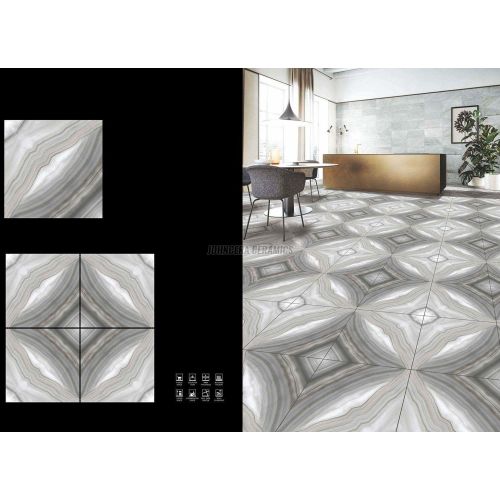 White and Grey Pattern Porcelain Floor Tile