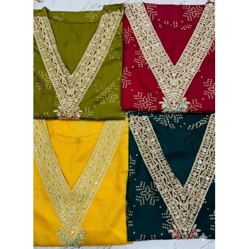 Ladies Embroidered Designer V Neck Kurti