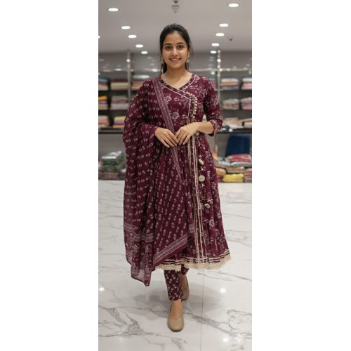 Ladies Ethnic Print Kurti Pant Dupatta Set