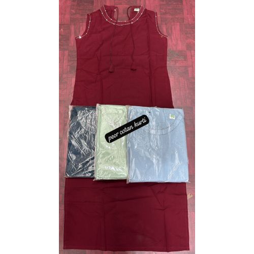 Ladies Plain Cotton Round Neck Kurti