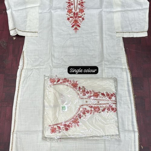 Ladies Single Colour Embroidered Cotton Kurti