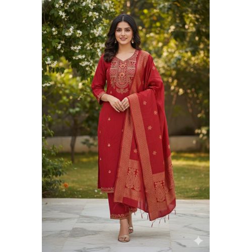 Ladies Festive Embroidered Kurti Set